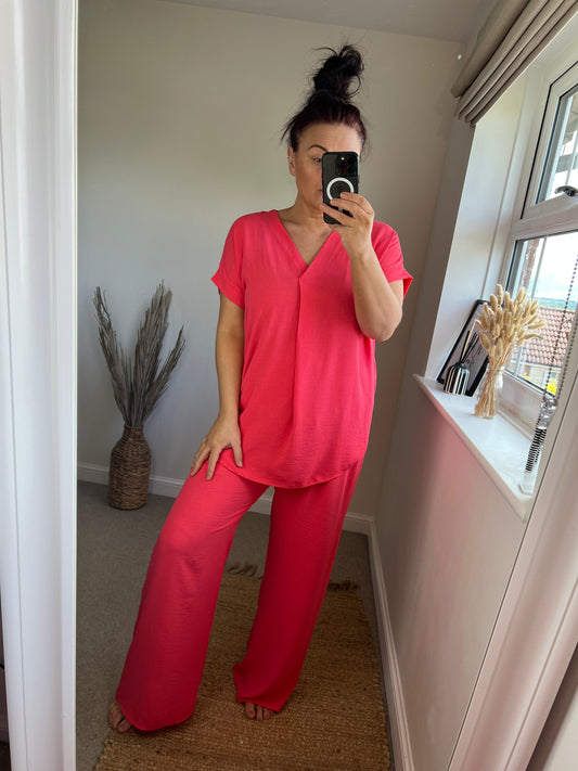 V Neck Top - Coral