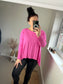 Dipped Hem Ribbed Jumper - Pink