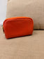 Leather Triple Compartment Purse - Orange