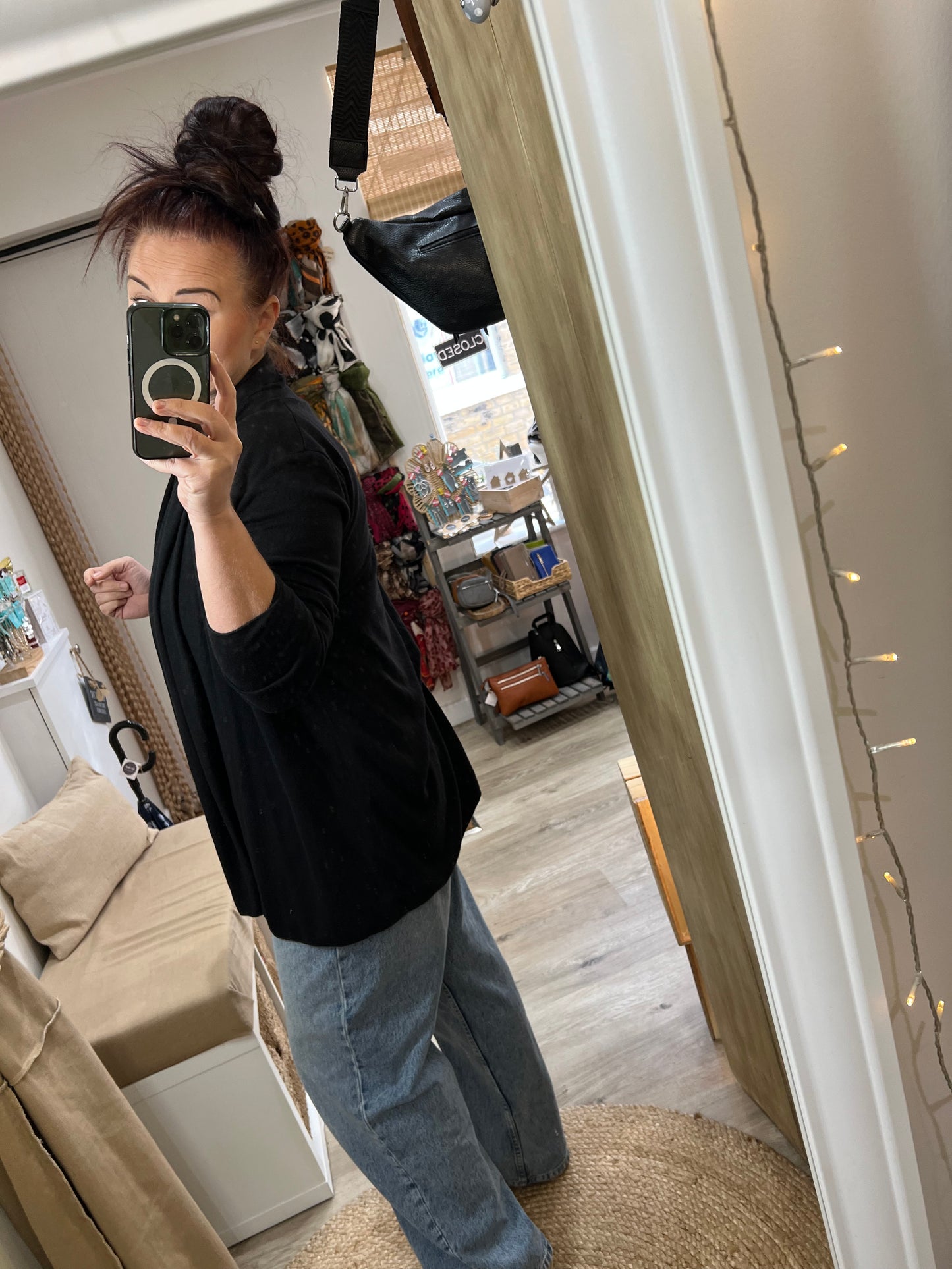 Short Open Cardigan - Black