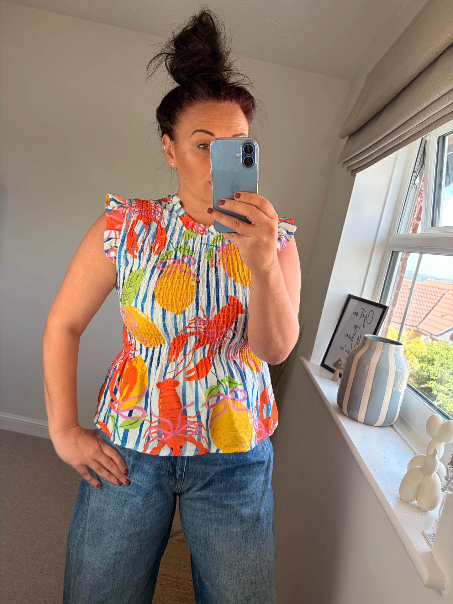 Shirred Peplum Top - Print