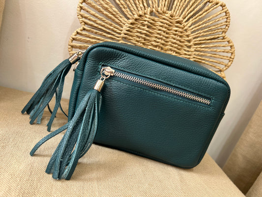 Leather Camera Bag - Teal