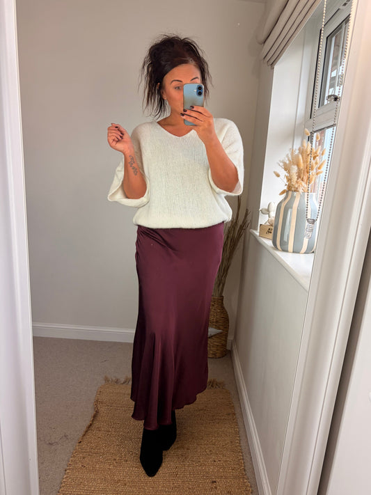 Satin Skirt - Wine