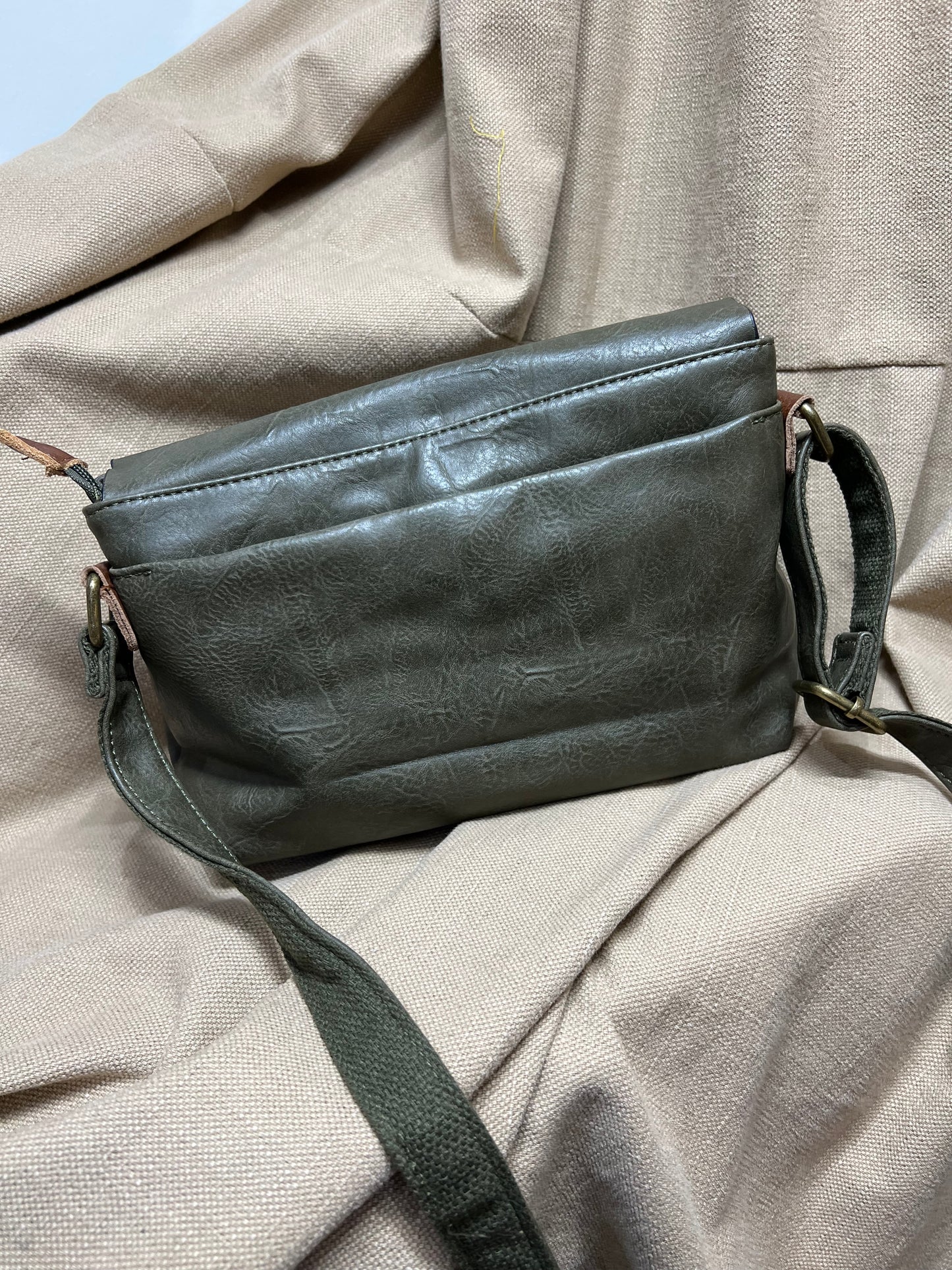 Double Compartment Crossbody Bag - Khaki