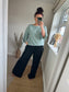 Wide Leg Linen Trousers - Black