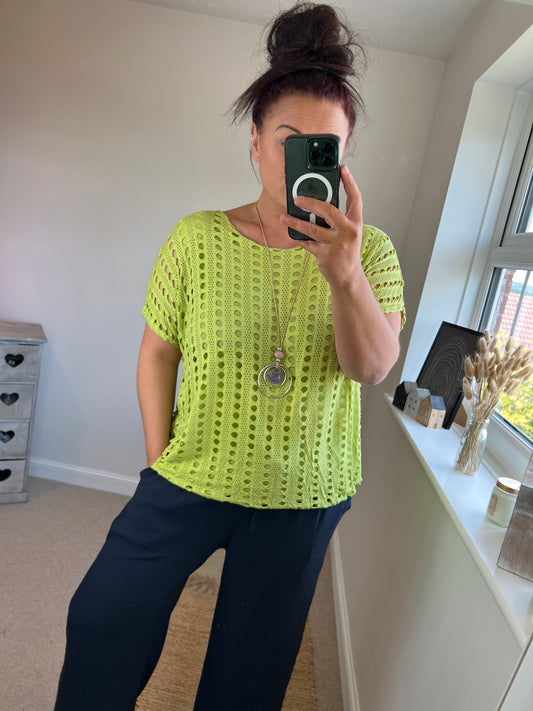 Bubble Hem Burnt Out Top - Lime