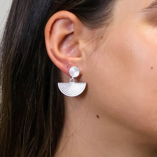 Peace of Mind - Silver Plated Half Moon Drop Earrings