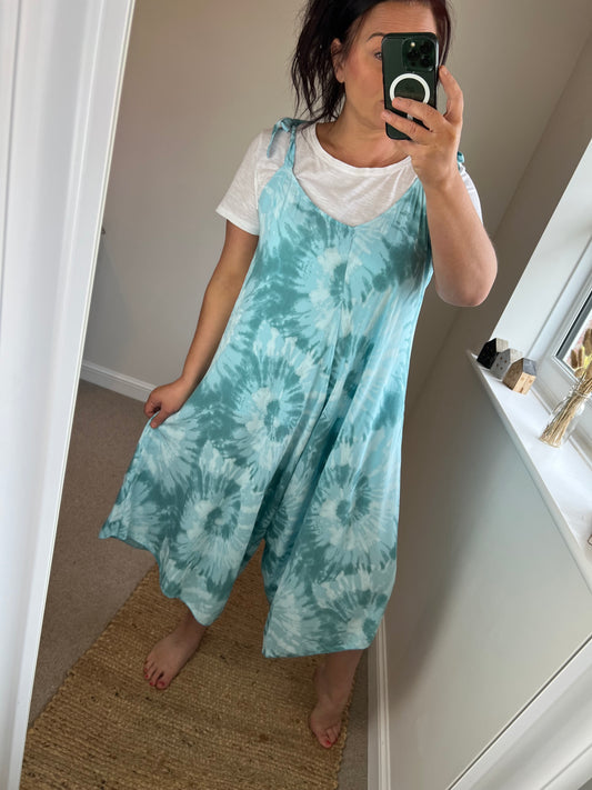 Tie Dye Jumpsuit - Aqua