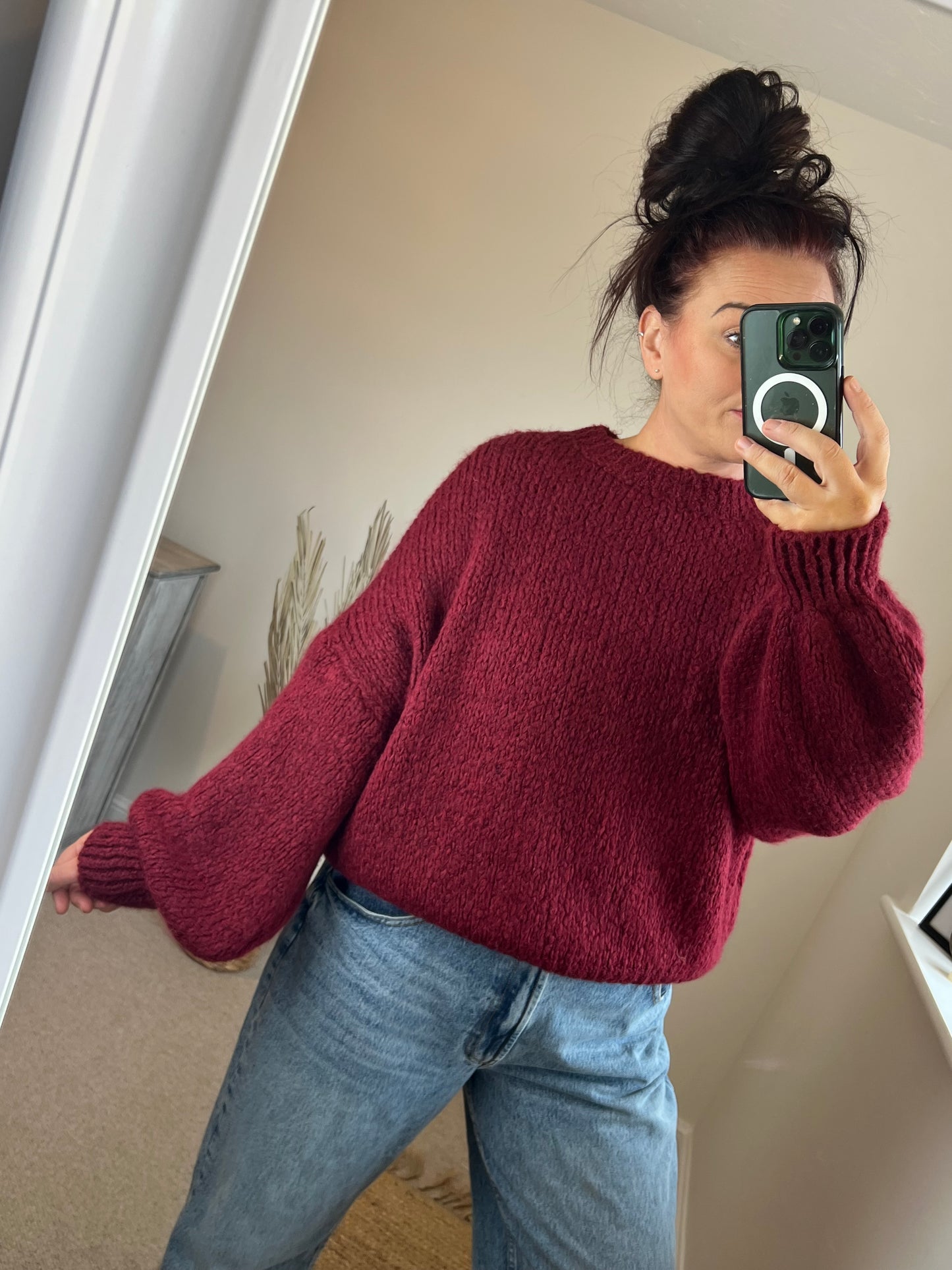 Crew Neck Jumper - Wine