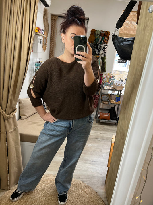 Open Sleeve Jumper - Chocolate