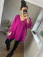 Soft Knit V Jumper - Magenta