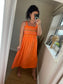 Shirred Bust Midi Dress - Orange