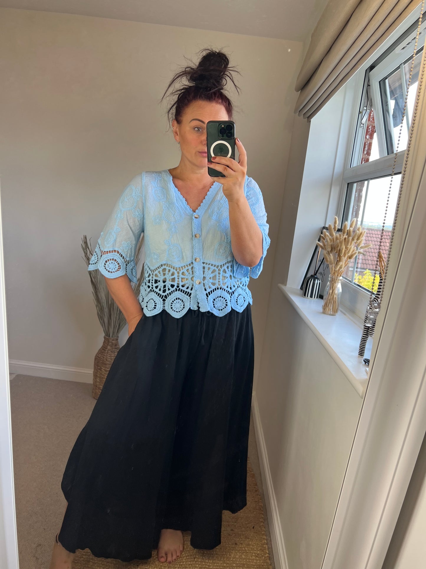 Crochet Lace Cardi - Light Blue
