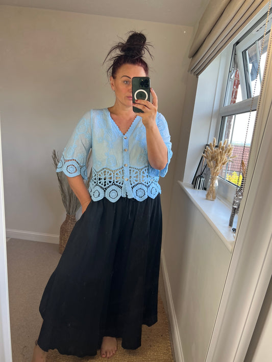 Crochet Lace Cardi - Light Blue