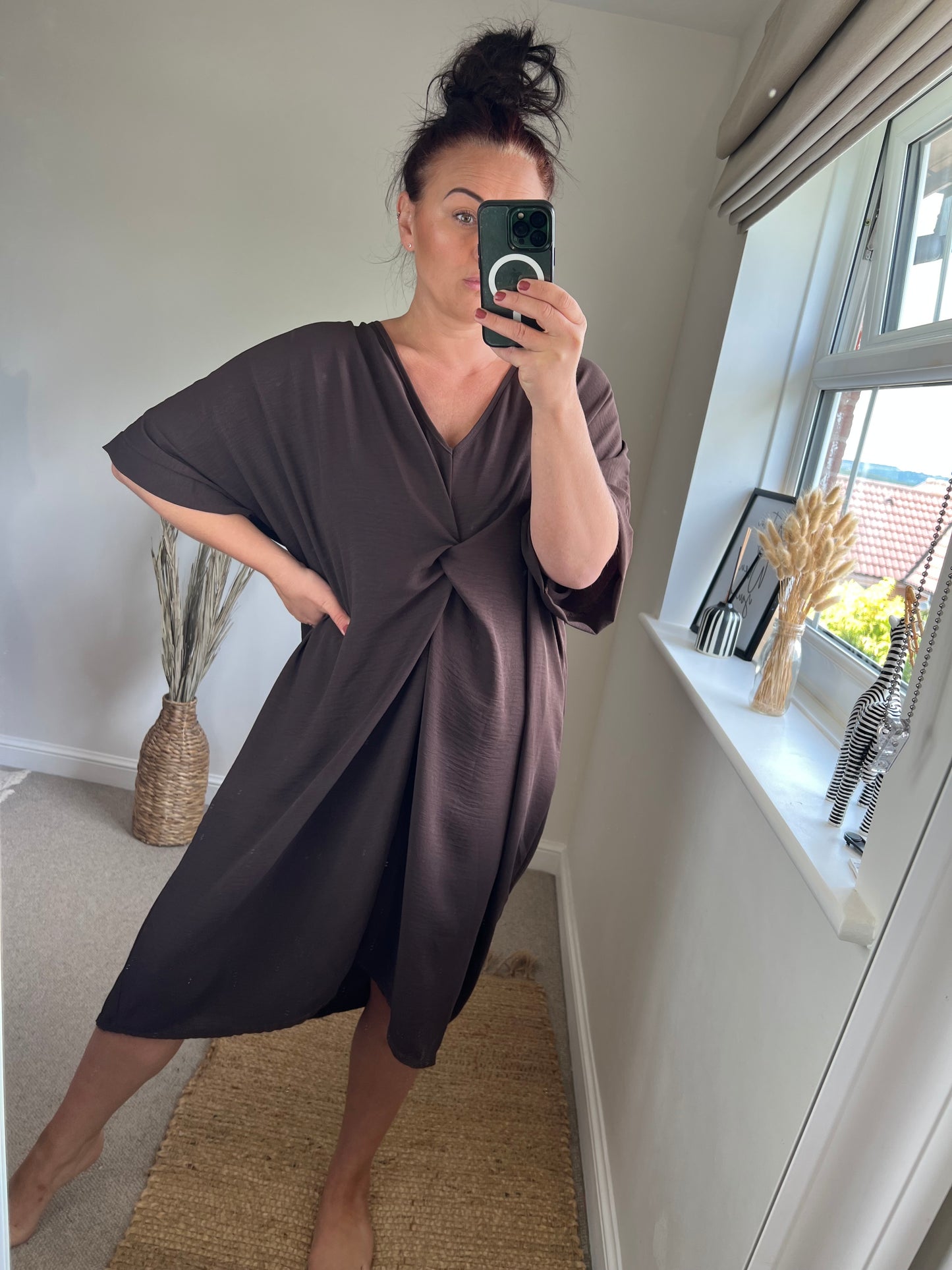 Twist Front Dress - Chocolate