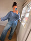 Acid Wash Sweatshirt - Denim Blue