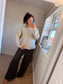 Ribbed Button Jumper/Cardigan - Beige