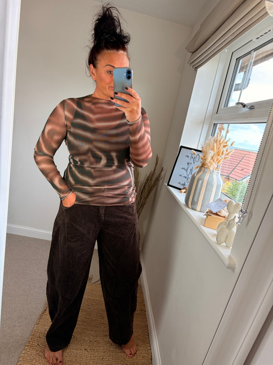 Mesh Layering Top - Brown