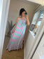 Striped Cotton Maxi Dress - Purple/Aqua