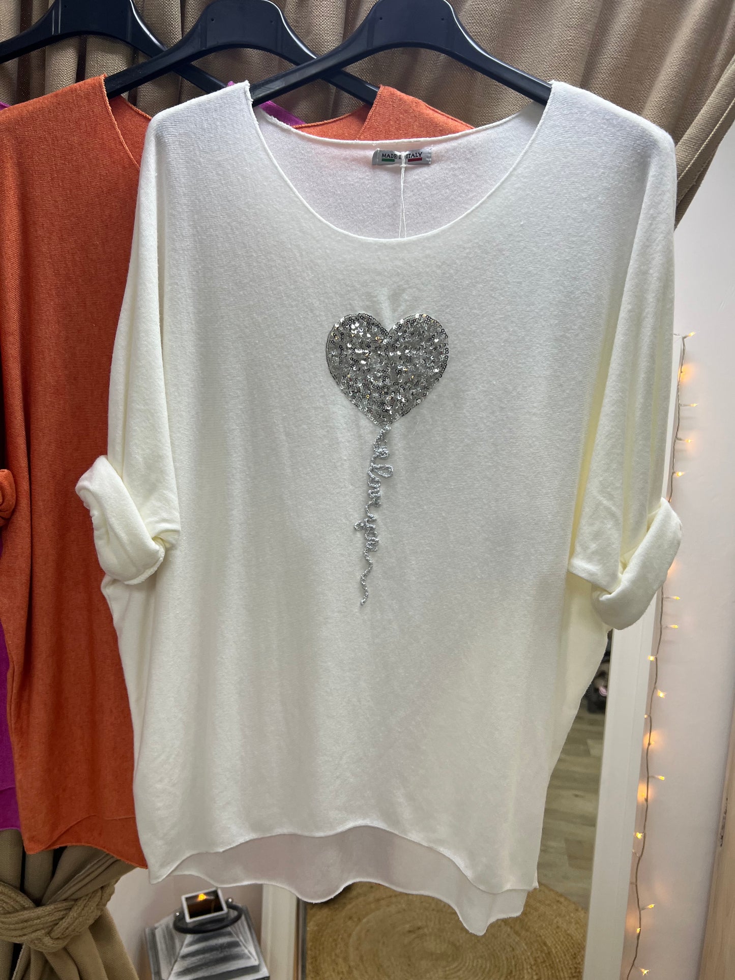 Fine Knit Sequin Heart Jumper