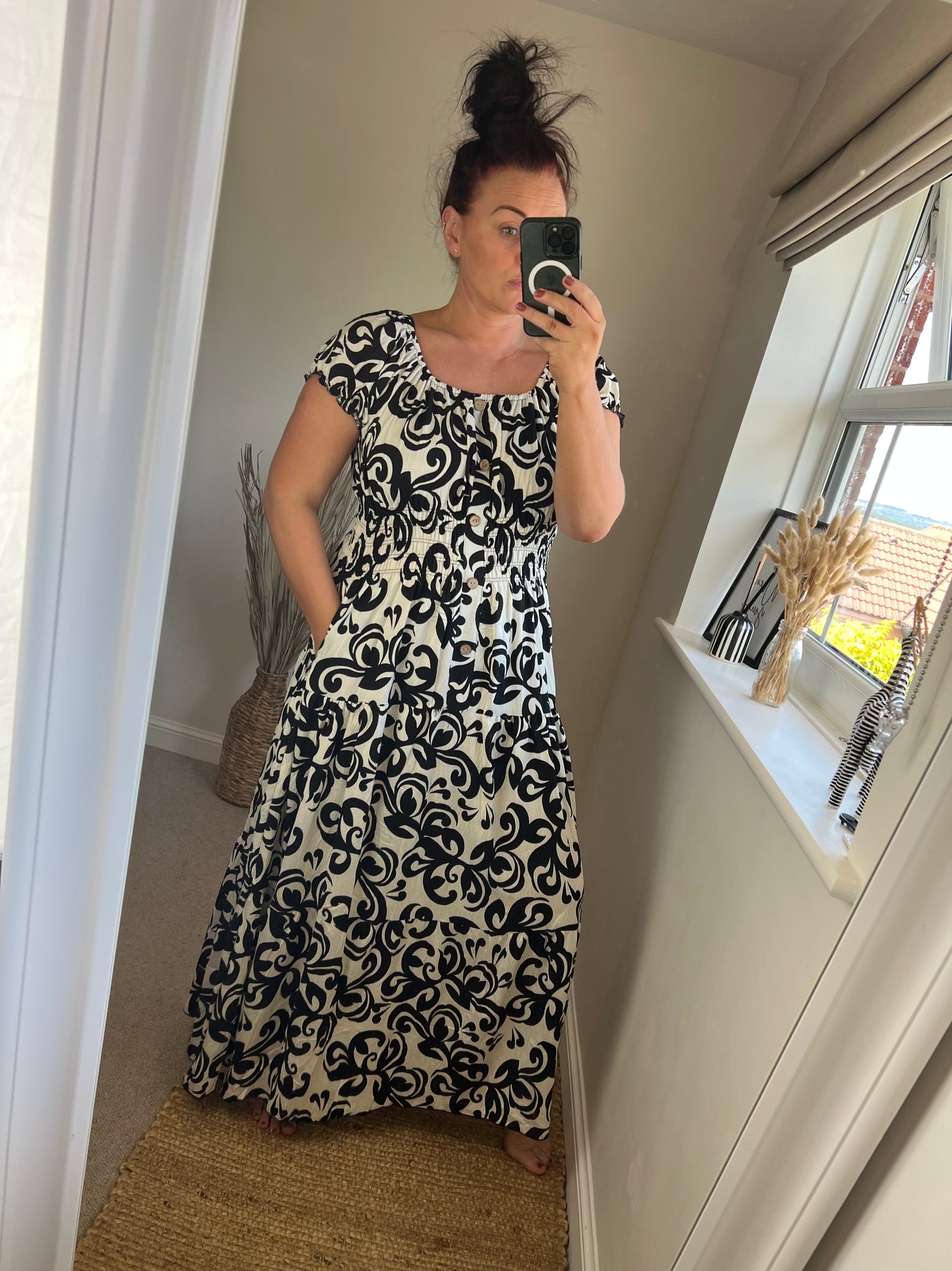 STEVIE Maxi Button Dress with Pockets - Black