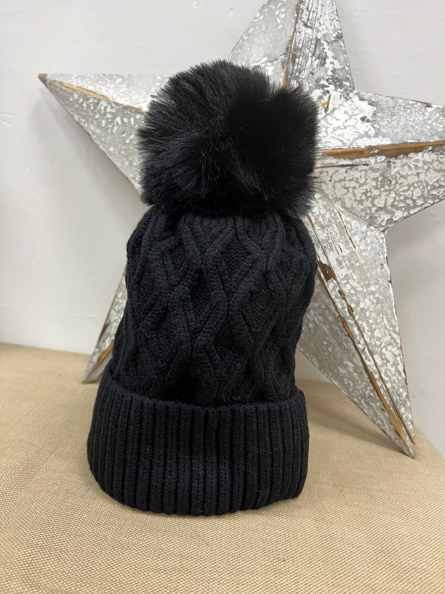 Fleece Lined Hat - Black