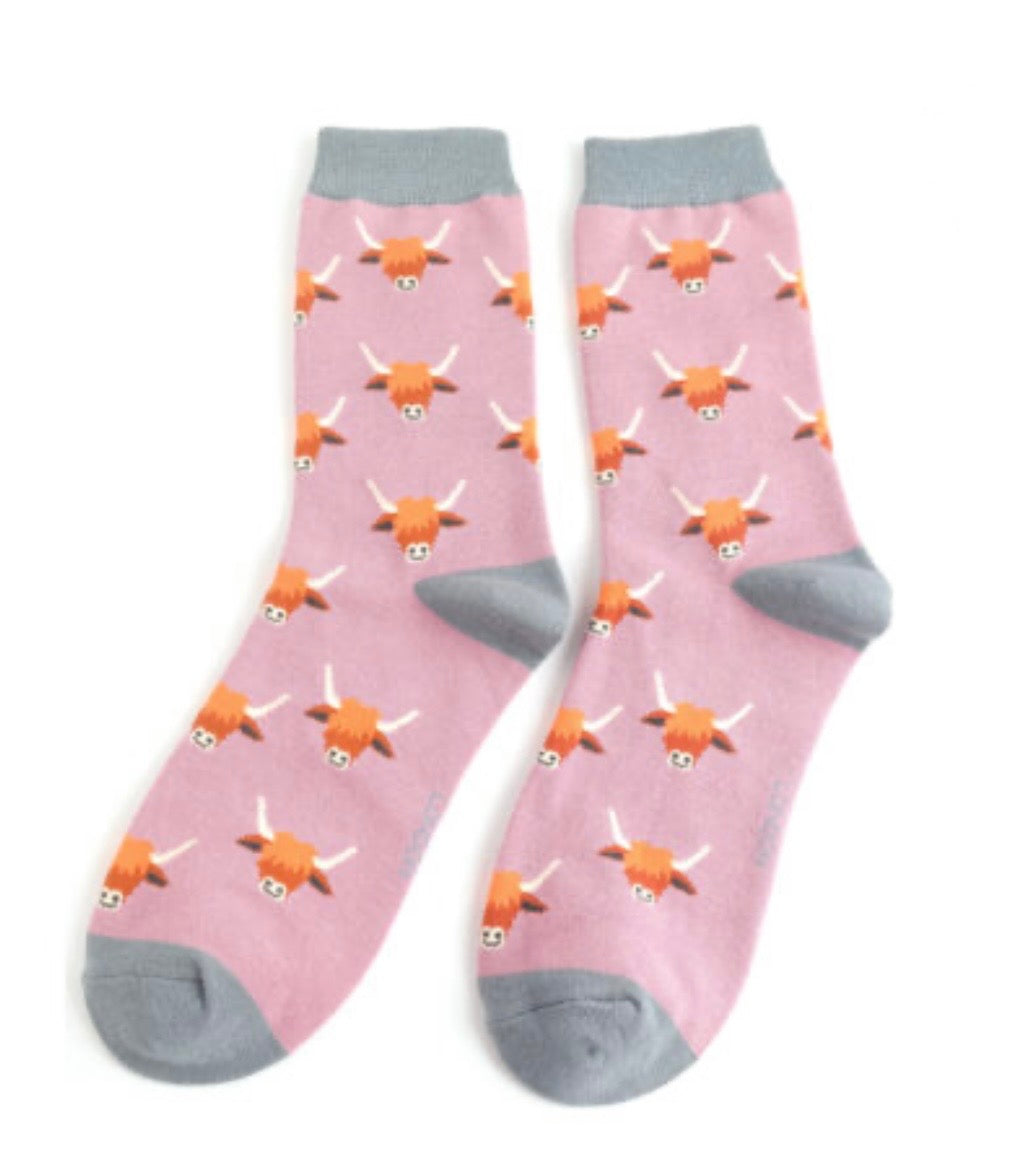 Miss Sparrow Bamboo Socks - Highland Cow
