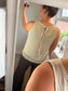 Crochet Trim Vest - Beige