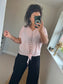 Cotton Tie Front Stripe Top - Pink