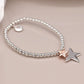 Peace Of Mind -  Silver Plated Bracelet with Silver & Rose Gold Star