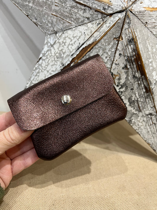 Leather Purse - Metallic Chocolate