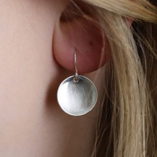 Peace Of Mind - Silver Plated Matt Disc Drop Earrings