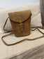Faux Suede Bucket Crossbody Bag - Tan