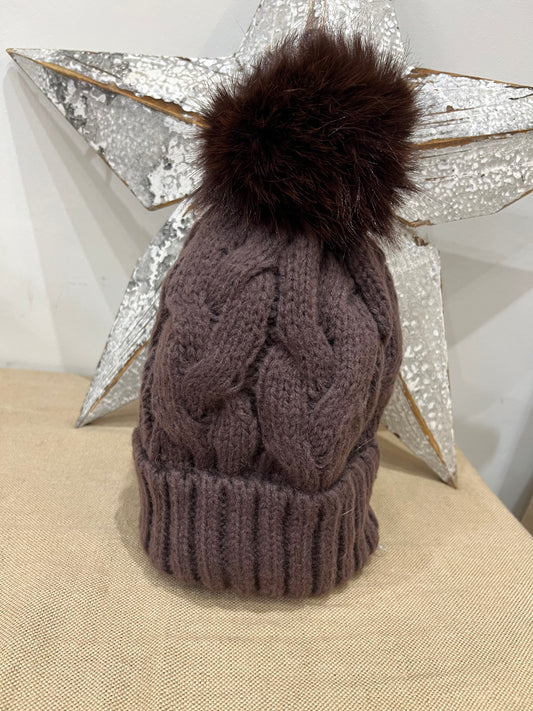 Fleece Lined Hat - Chocolate