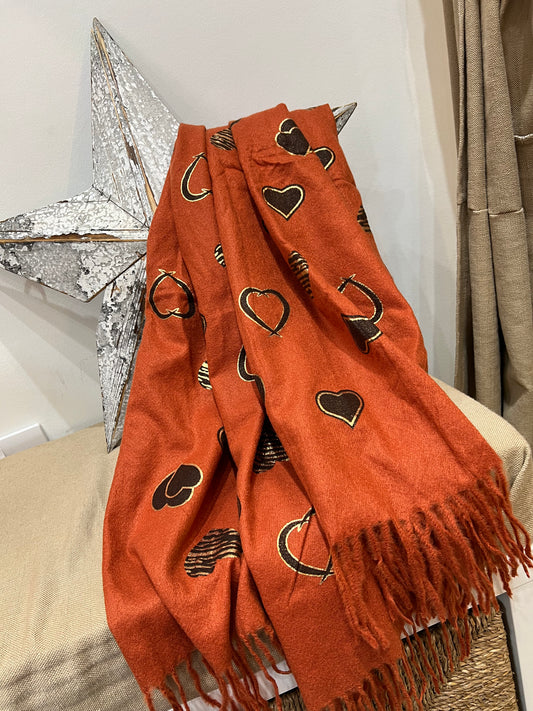 Medium Scarf - Heart Rust