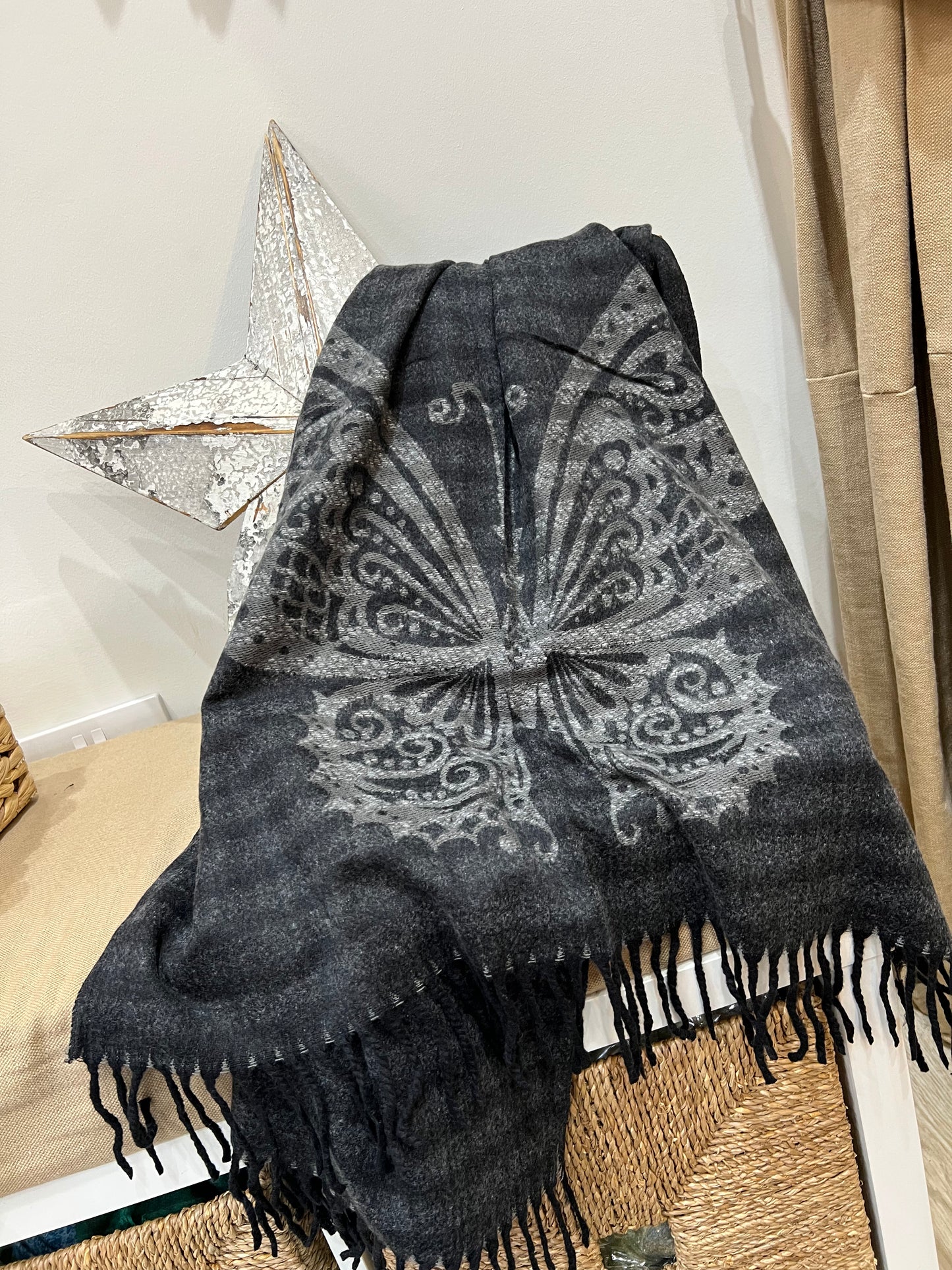 Reversible Scarf - Butterfly Grey