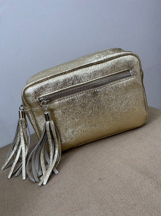 Leather Camera Bag - Gold