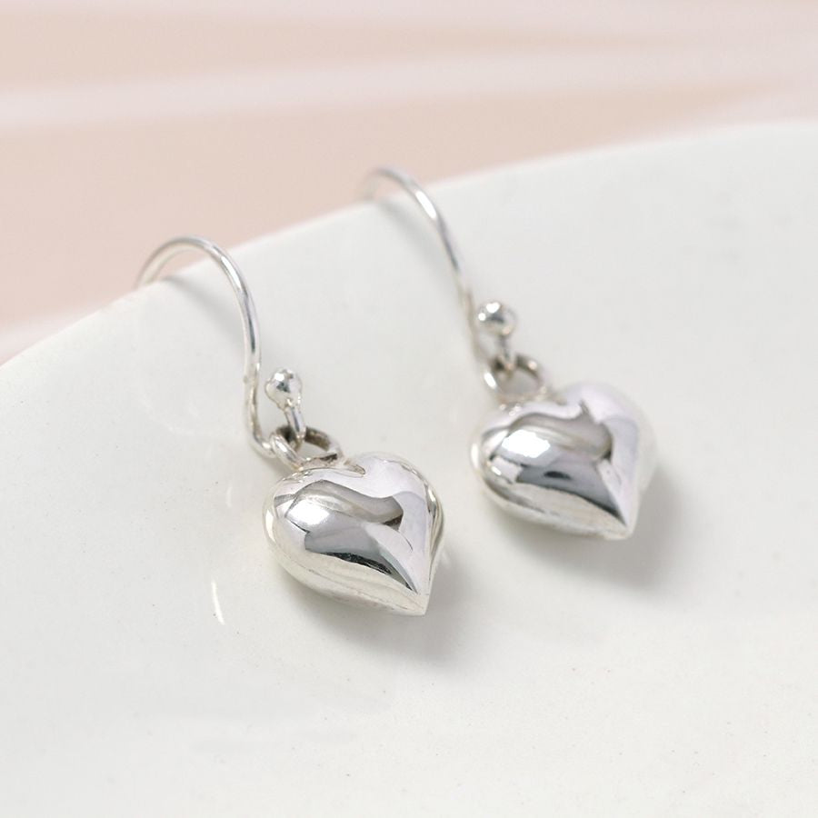 Peace Of Mind - Sterling Silver Heart Drop Earrings