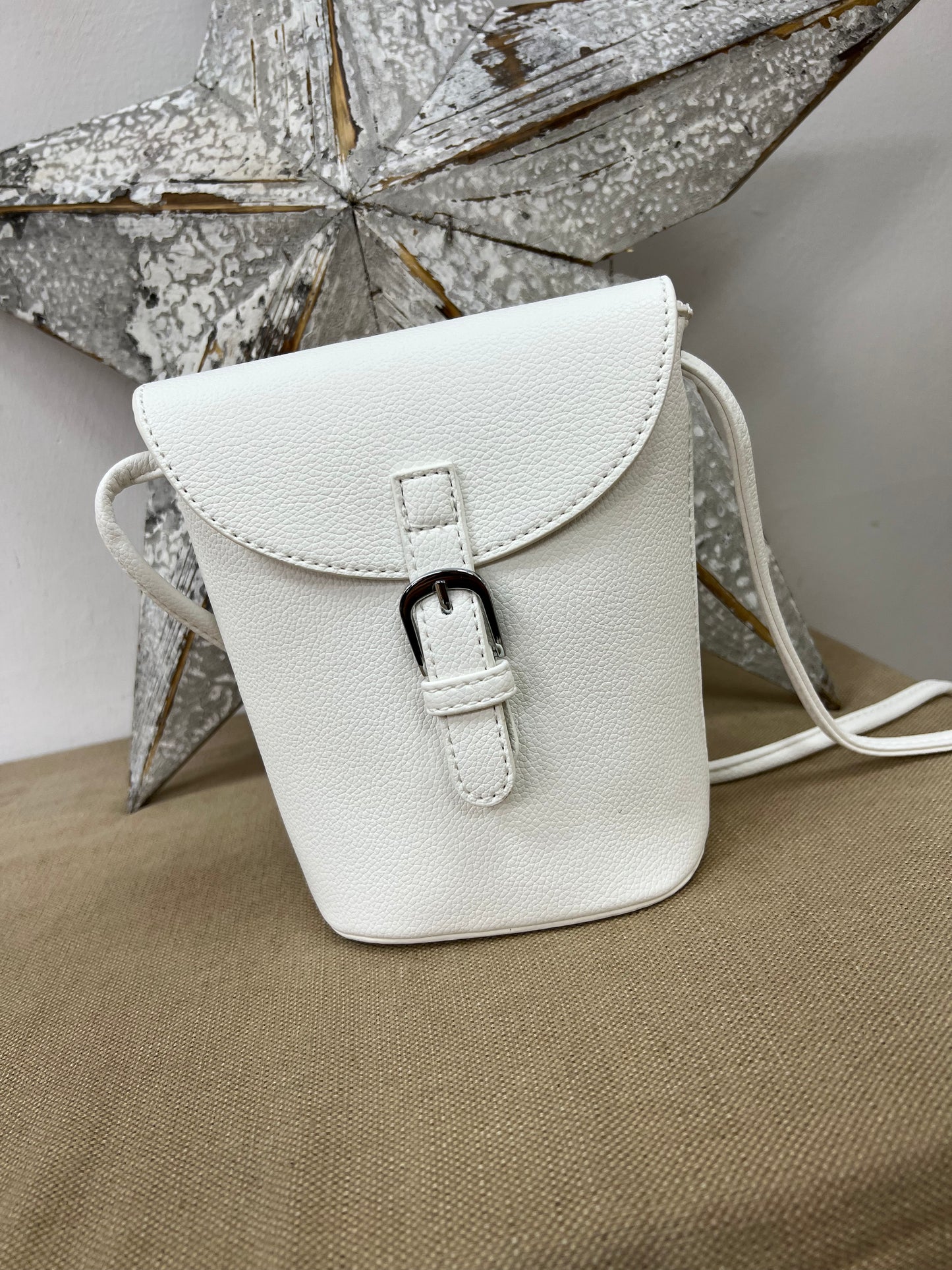 Bucket Crossbody Bag - White