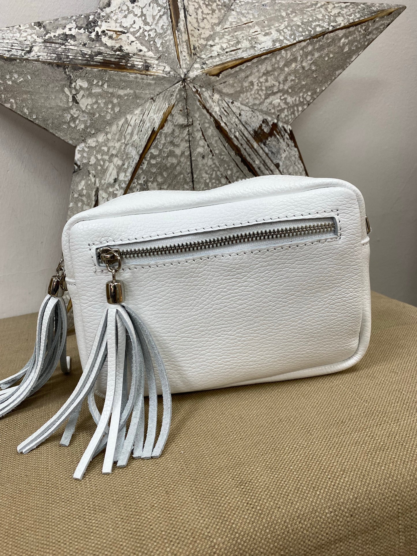 Leather Camera Bag - White