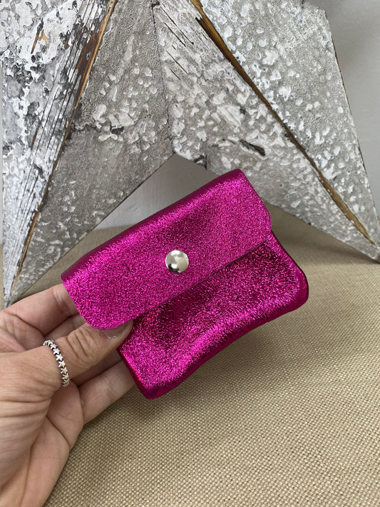 Leather Purse - Metallic Cerise