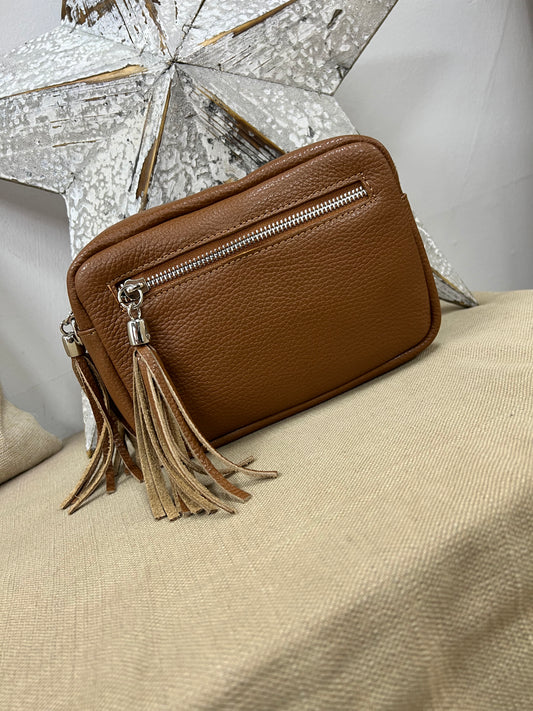 Leather Camera Bag - Dark Tan