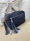 Leather Camera Bag - Navy
