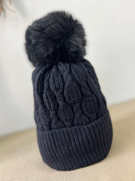 Fleece Lined Hat - Black