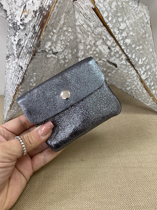 Leather Purse - Metallic Pewter