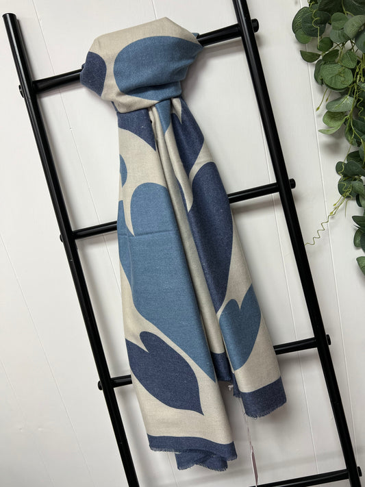 Miss Sparrow Heart Autumn Scarf - Blue