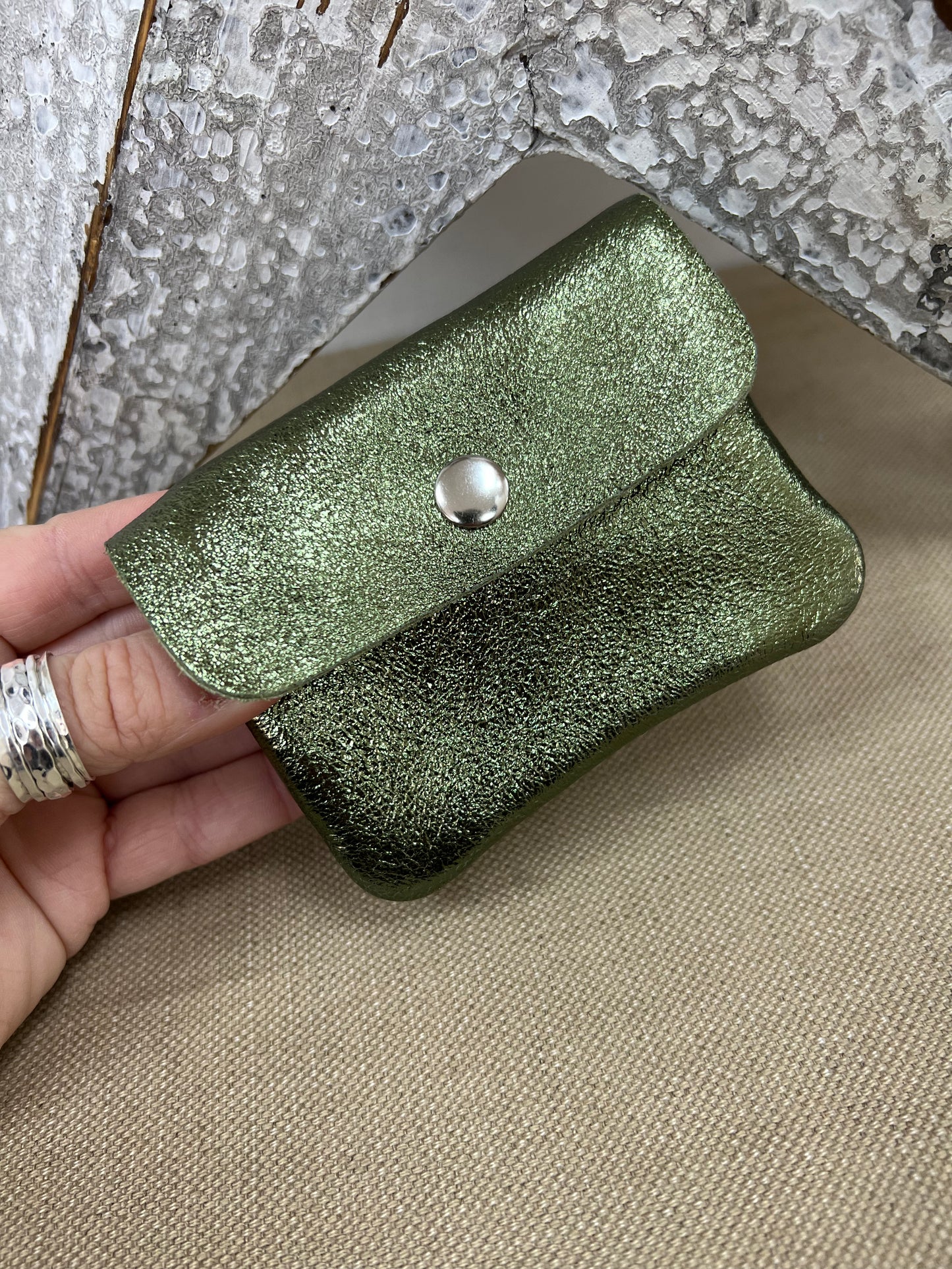Leather Purse - Metallic Khaki