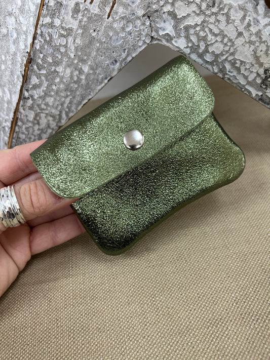 Leather Purse - Metallic Khaki