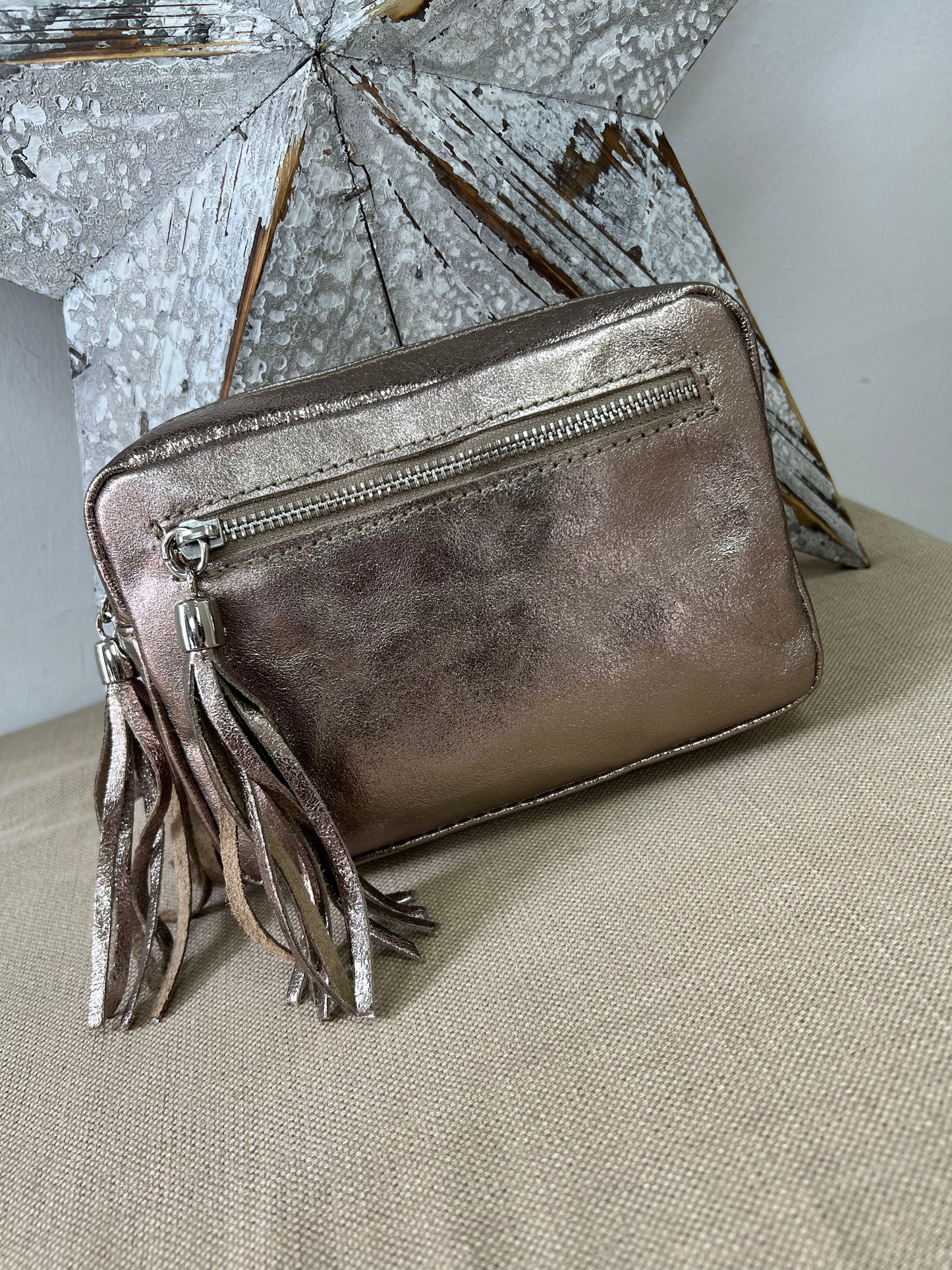 Leather Camera Bag - Metallic Bronze