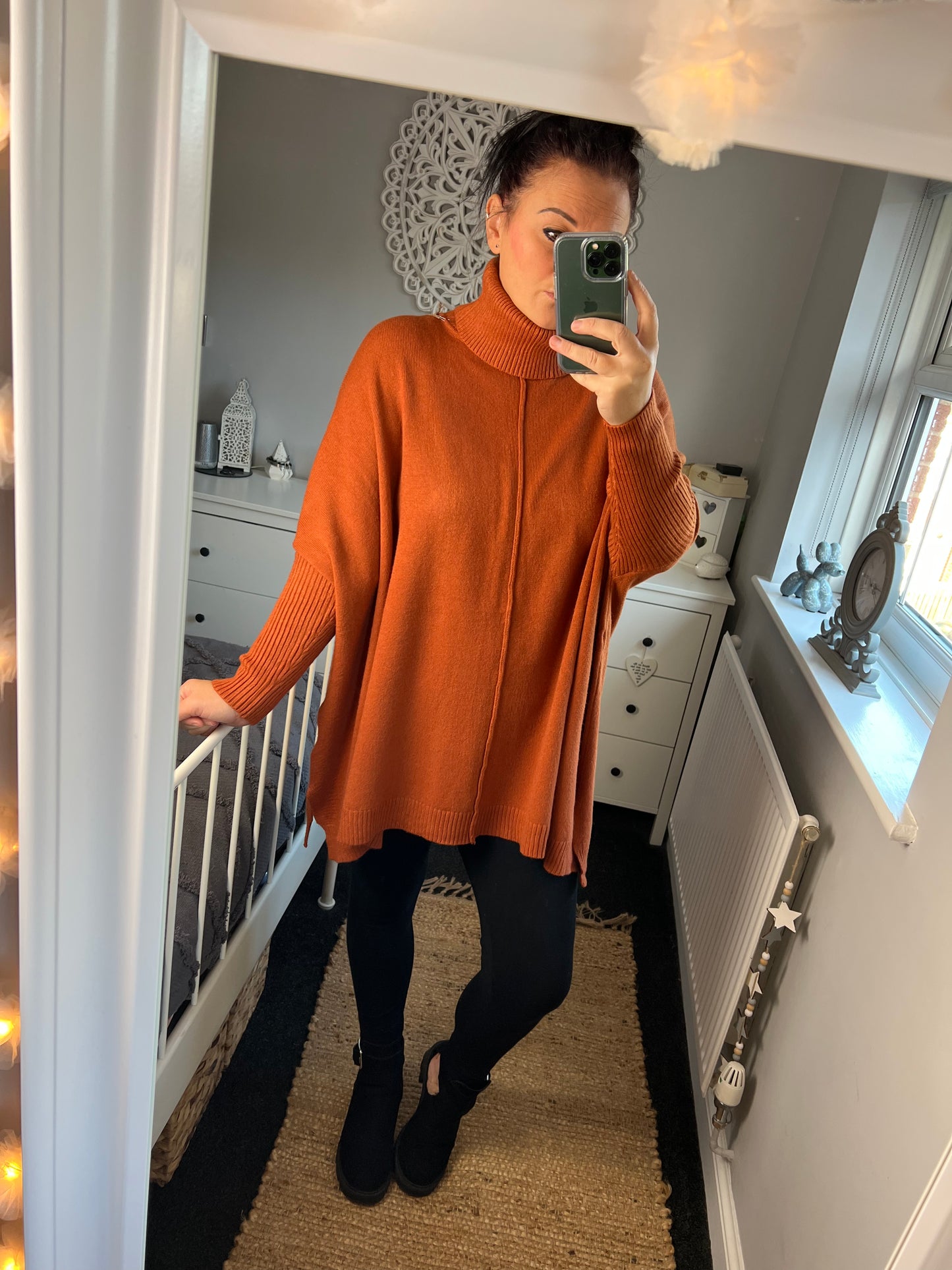 Roll Neck Jumper - Rust